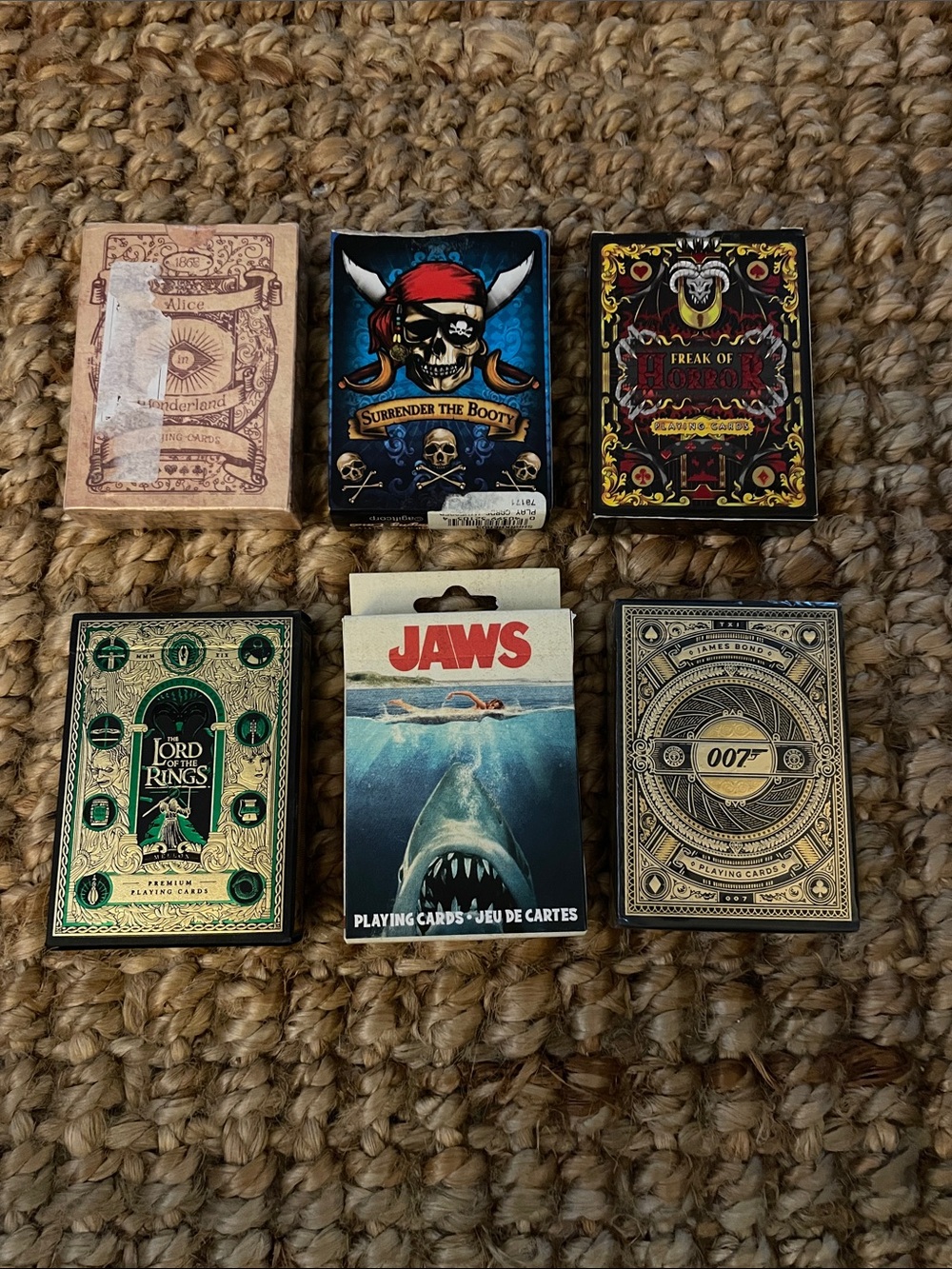 Set of 6 movie playing cards